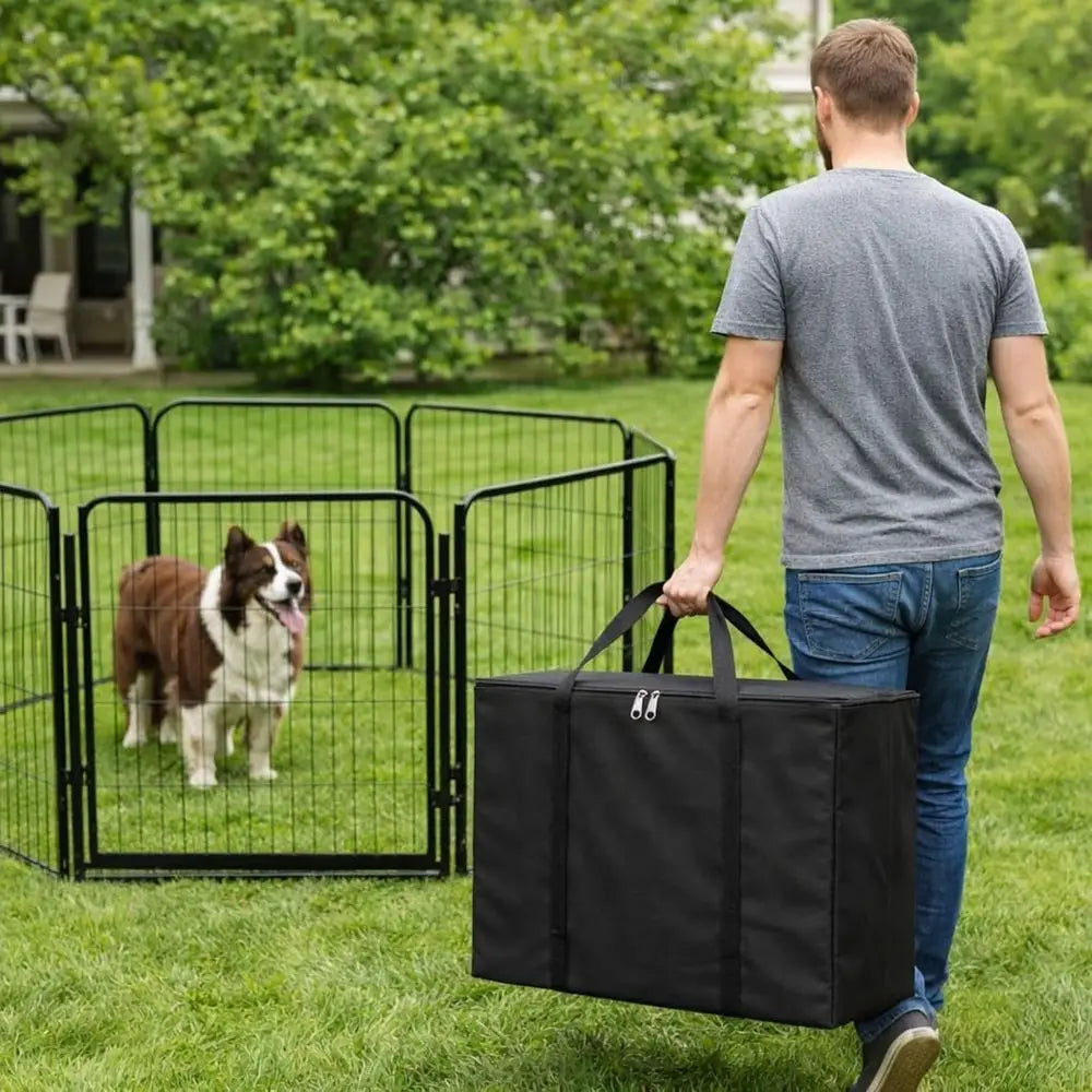 Portable Metal Dog Playpen With Case For Indoor Outdoor Use