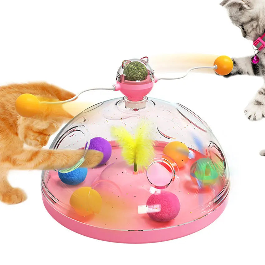 Interactive Battery Powered Cat Turntable Track Ball Toy