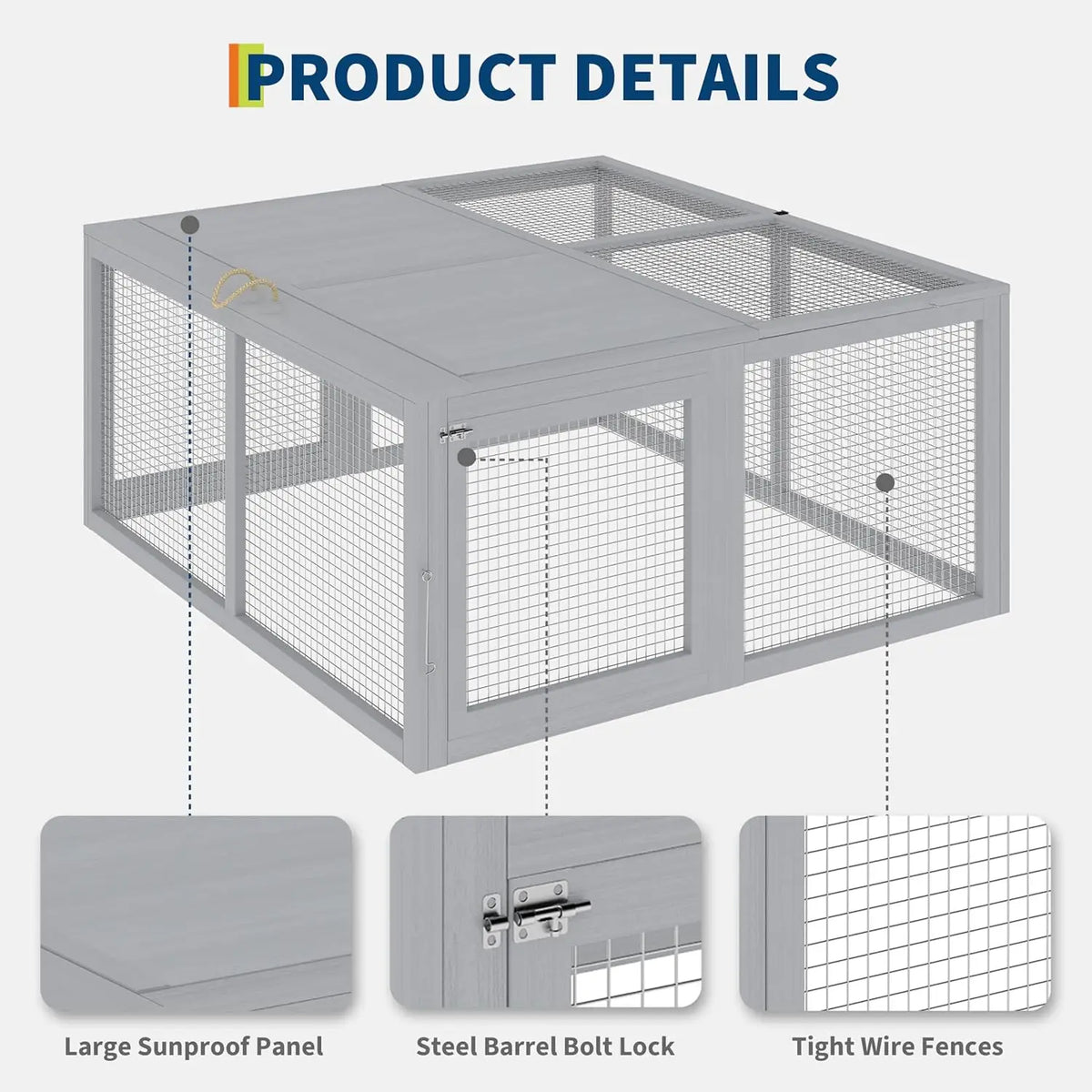HiMiss Folding Portable Wooden Chicken Coop Run And Rabbit Hutch