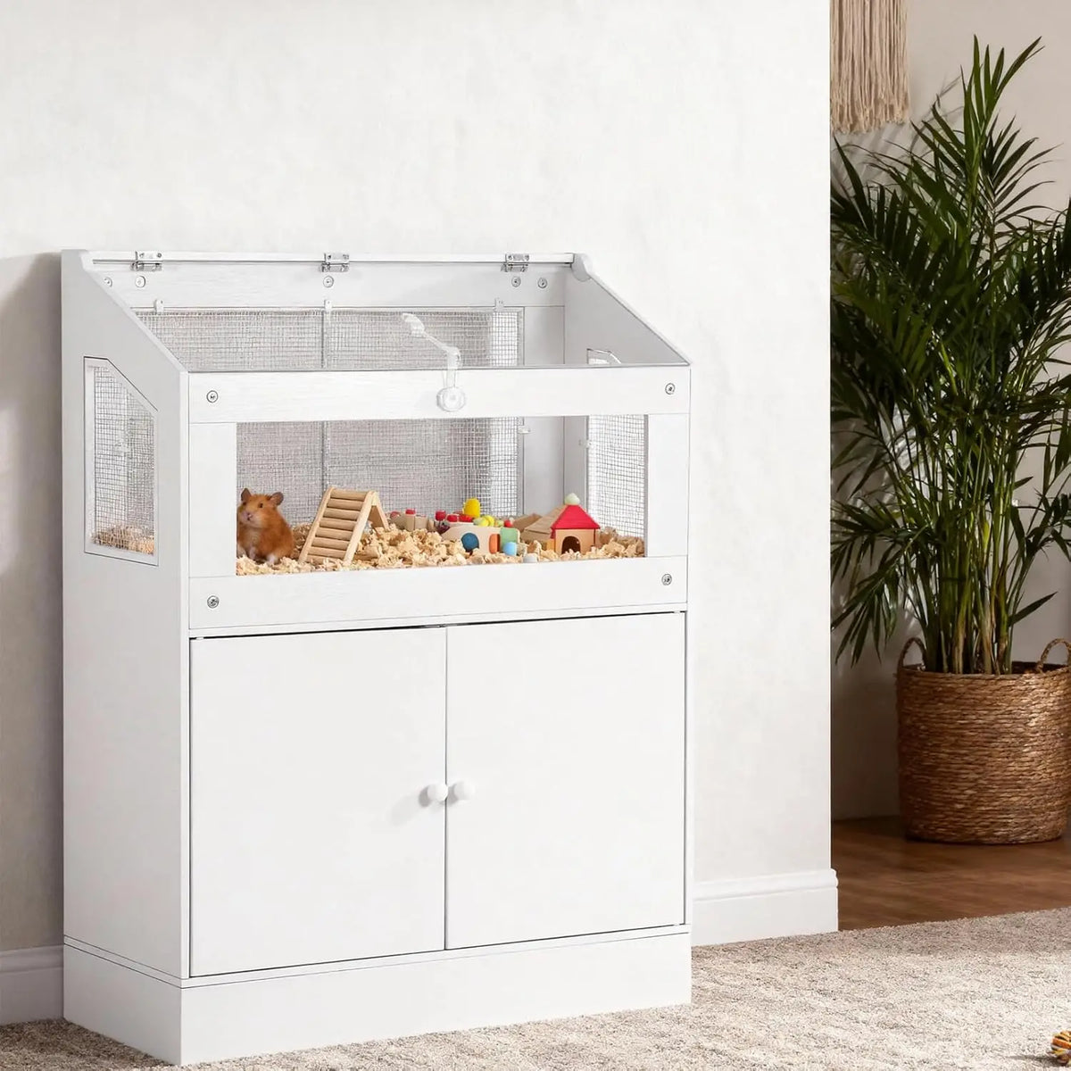 HiMISS Acrylic Small Animal Cage With Storage Cabinet For Pets
