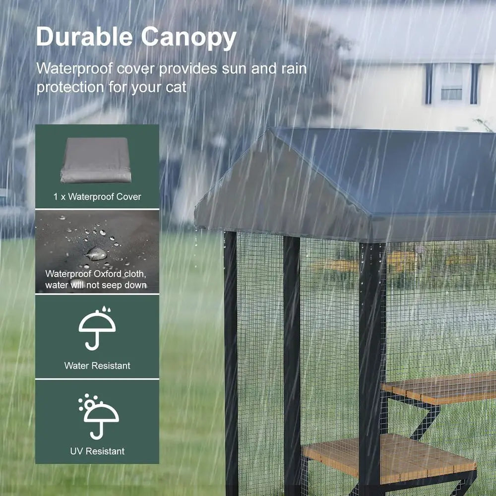 Premium Outdoor Cat Catio Enclosure With Weatherproof Roof