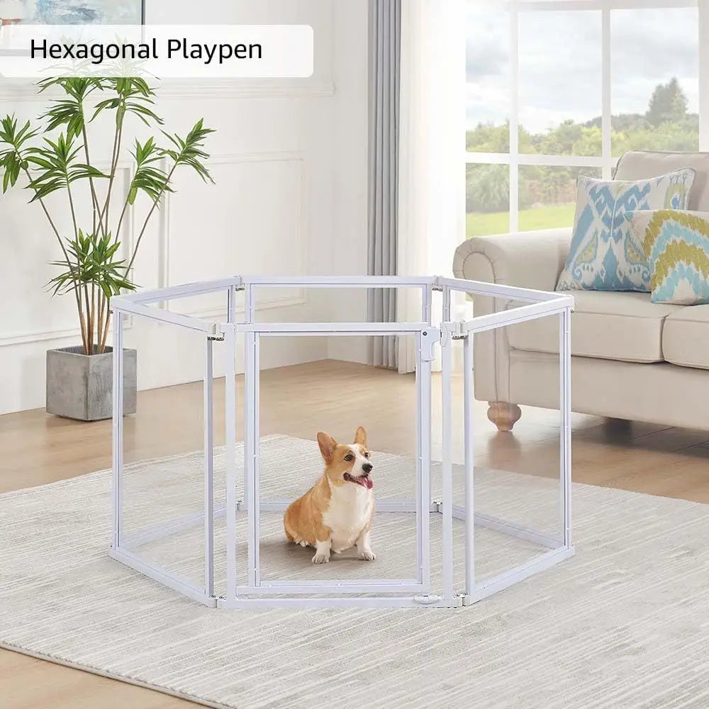 Transparent Acrylic Dog Playpen With Walk Through Gate