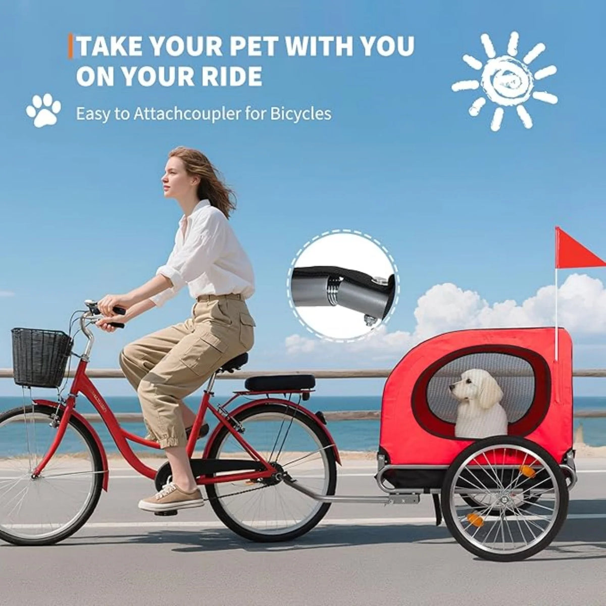 Universal Dog Bike Trailer and Jogger Carrier for Large Dogs