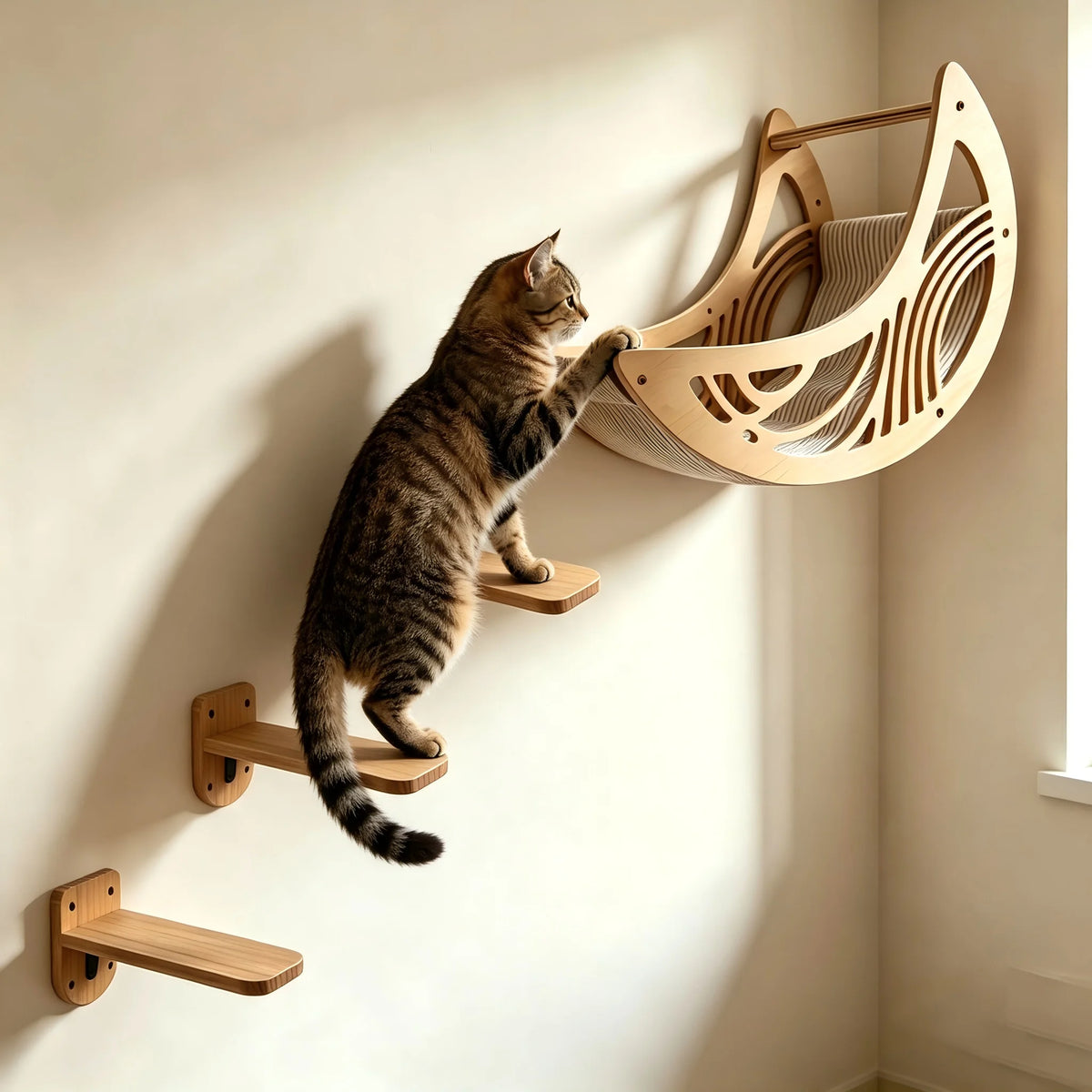 CWV Wall Mounted Cat Shelves Set With Moon Star Perch