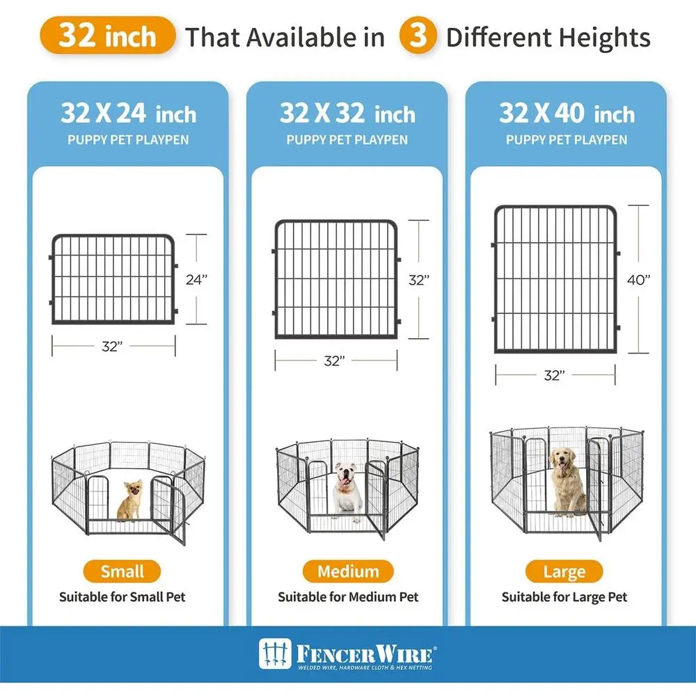oldable Outdoor/Indoor Pet Playpen with Gate, Available in 24"/32"/40" Height Metal Portable Kennel, Heavy-Duty Exercise ence Ca