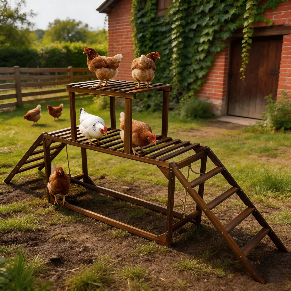Bingopaw Wooden Chicken Perch Swing Roosting Ladder
