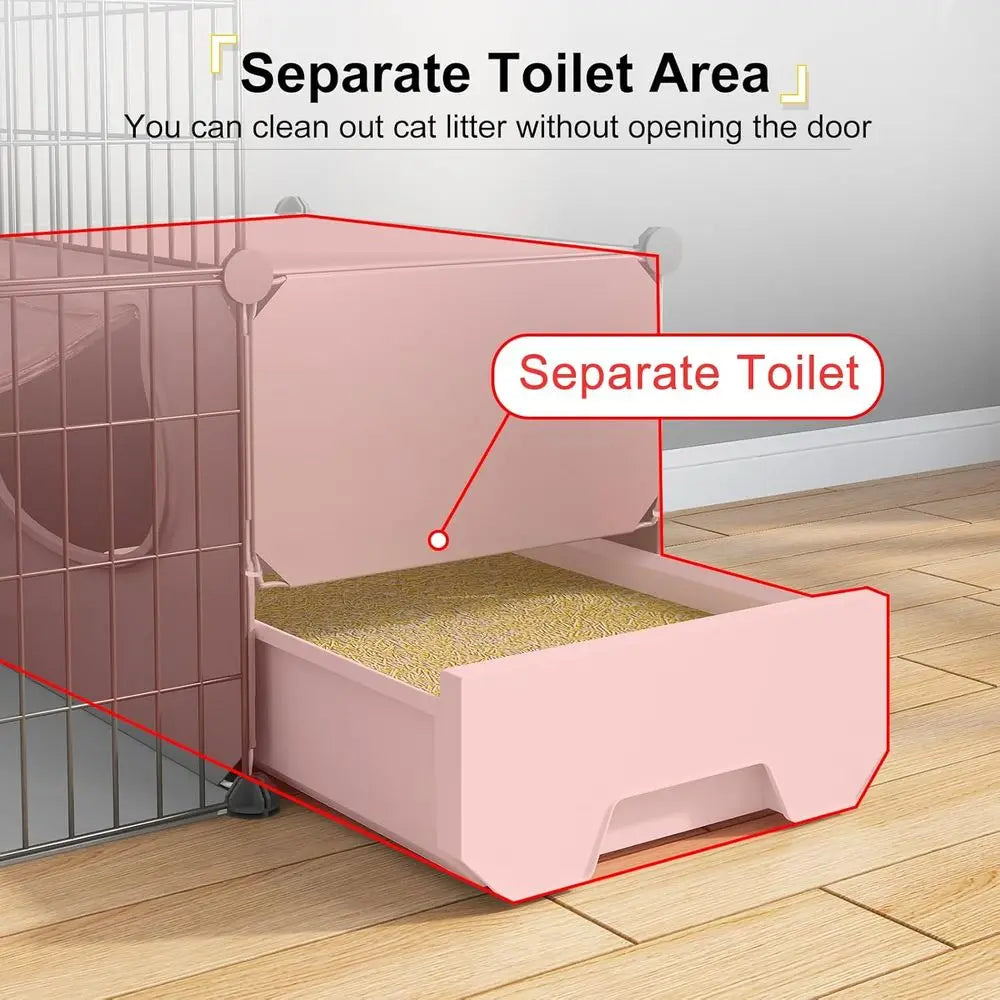 Two Tier Metal Cat Cage With Detachable Litter Box Kennel