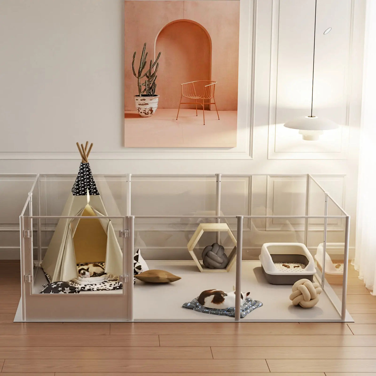 Bingopaw Clear Acrylic Pet Playpen For Dogs Small Animals