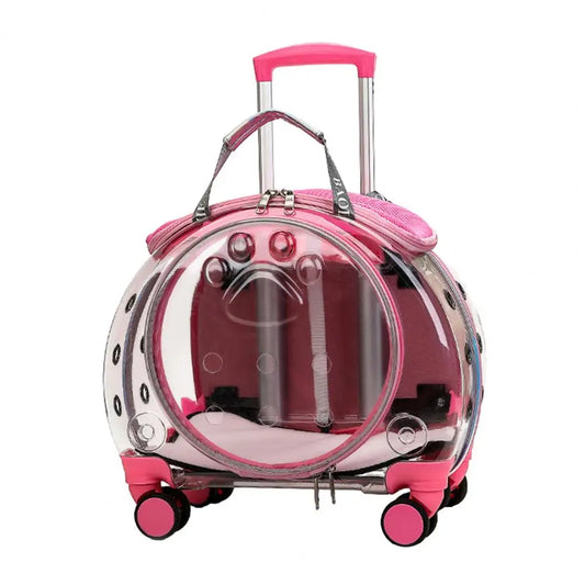 Pet Trolley Carrier Backpack With Ventilation Holes And Silent Wheels