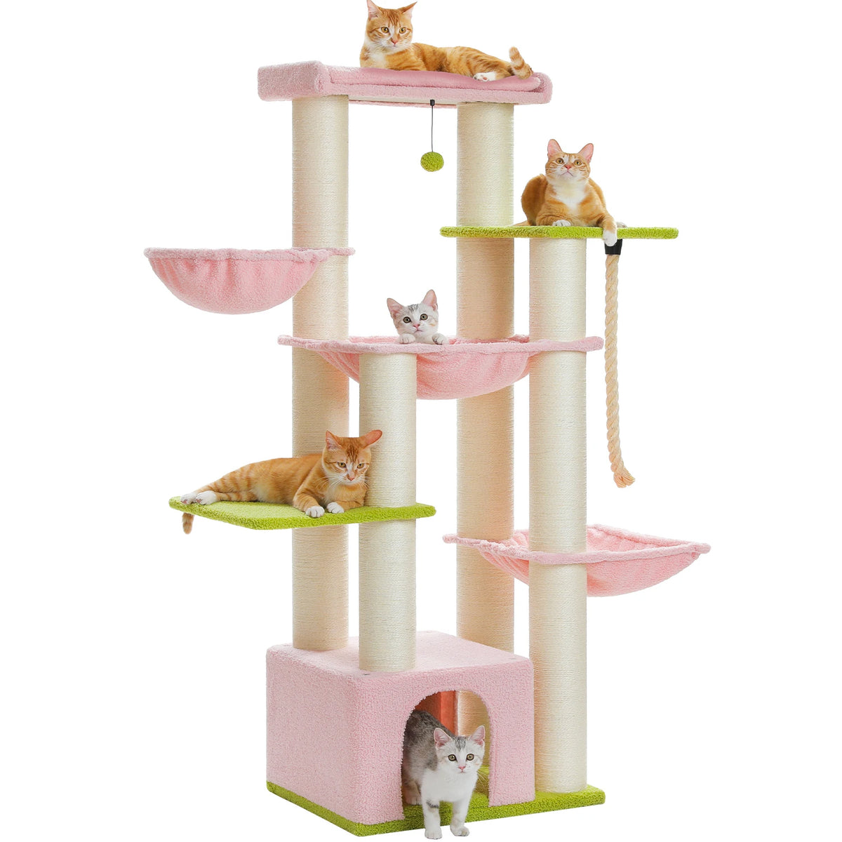 PEQULTI Cat Tree With Condo Hammocks And Scratching Posts