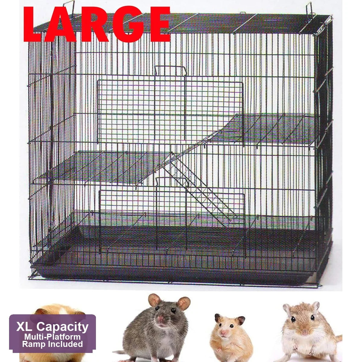 Four-Level Small Animal Habitat Cage for Guinea Pigs and Ferrets