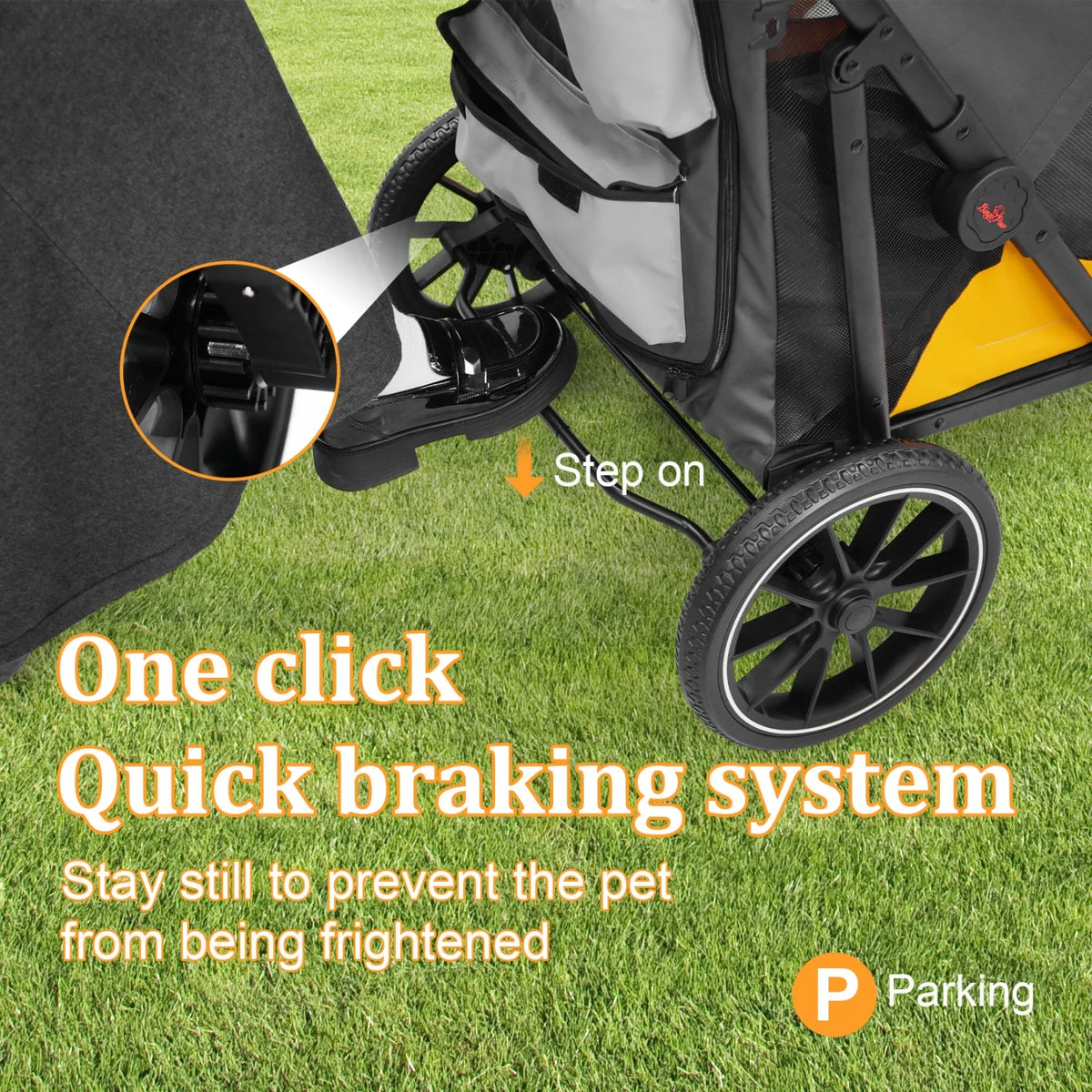 Four Wheel Folding Dog Stroller And Jogger Cart With Storage Pockets