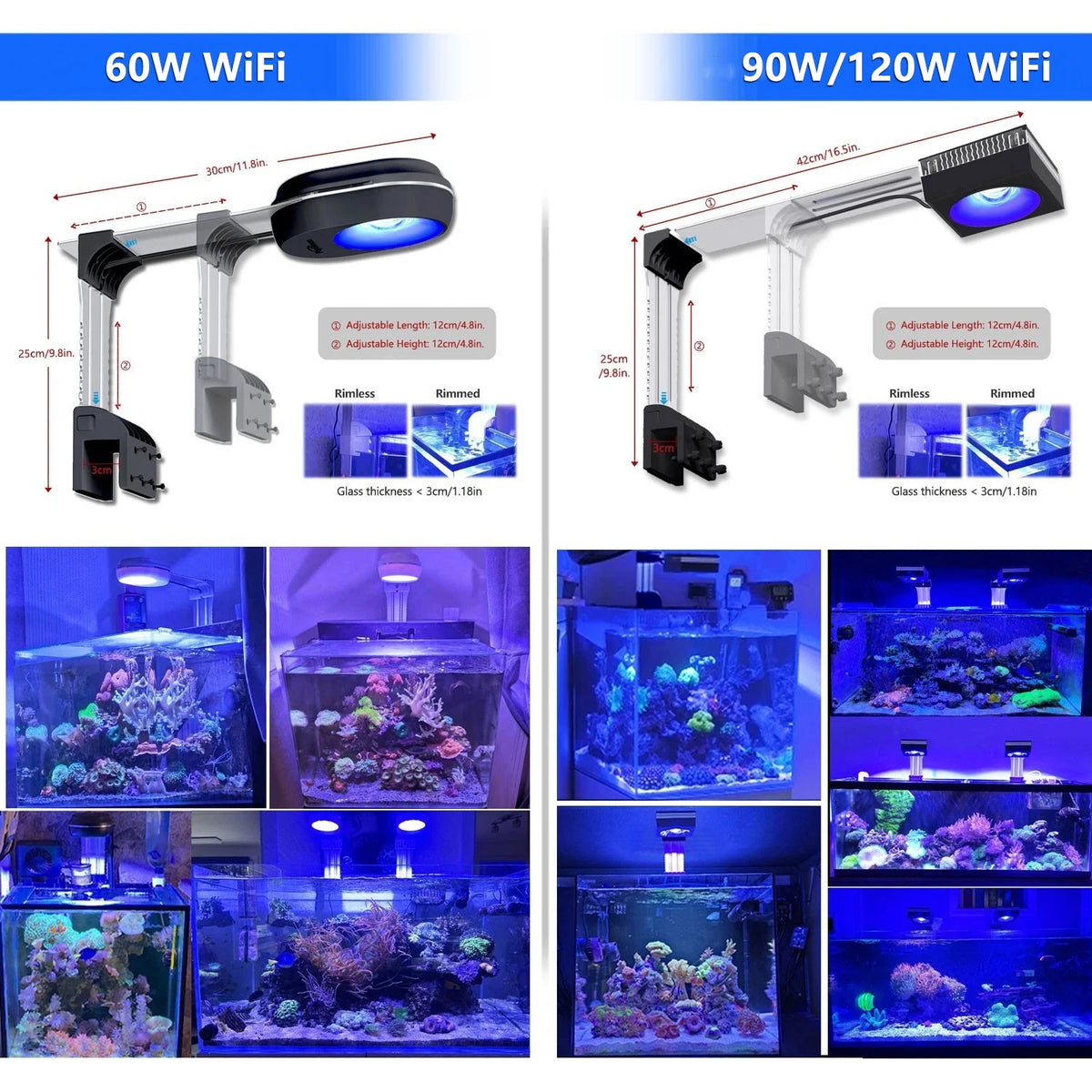 PopBloom WiFi Reef LED Aquarium Light for Marine Coral Tanks