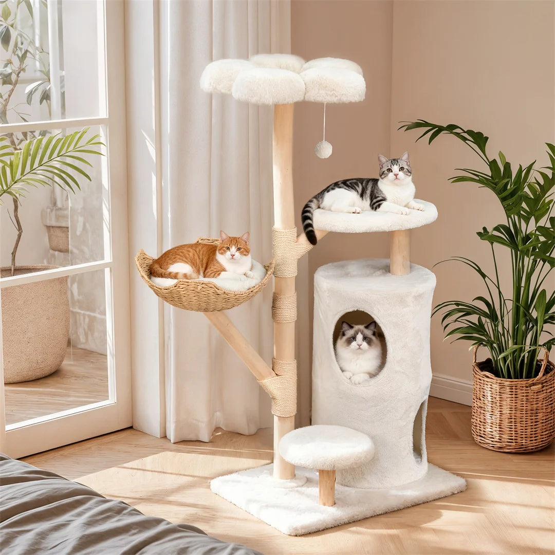 BINGOPAW Multi Level Cat Tree With Hideaways And Scratching Posts
