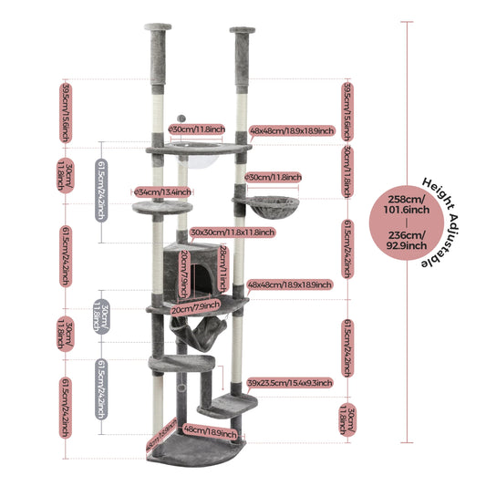 PAWZ Road Multi Level Cat Tree With Scratching Posts Cozy Condo