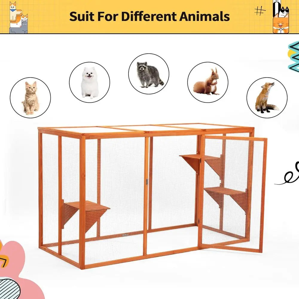 Multi Level Outdoor Catio Enclosure For Secure Pet Cat Recreation