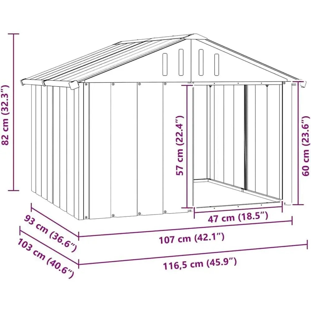 Weatherproof Galvanized Steel Outdoor Dog House and Pet Kennel