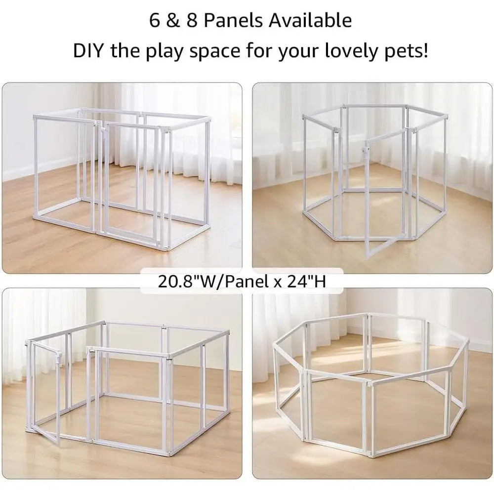 Transparent Acrylic Dog Playpen With Walk Through Gate
