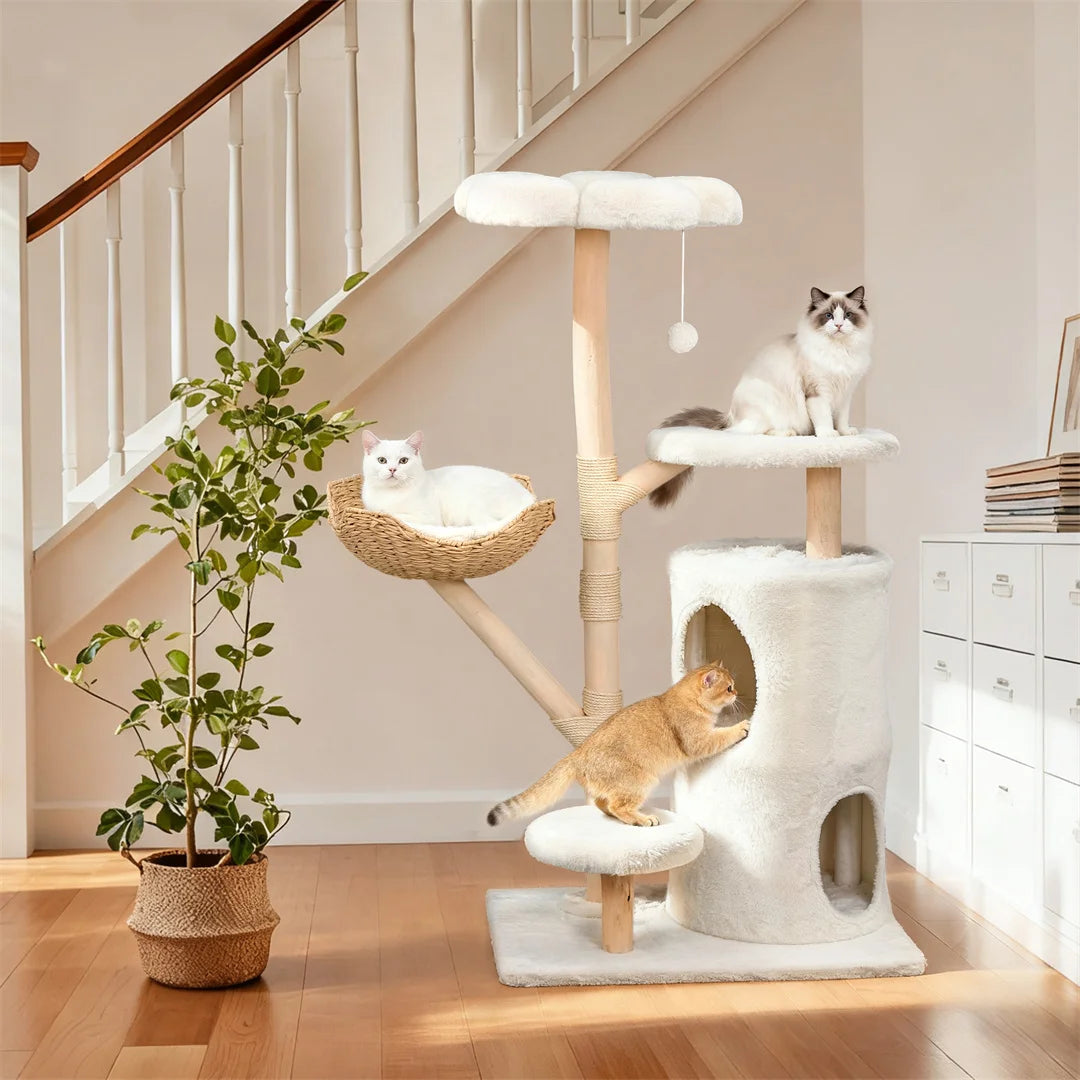 BINGOPAW Multi Level Cat Tree With Hideaways And Scratching Posts