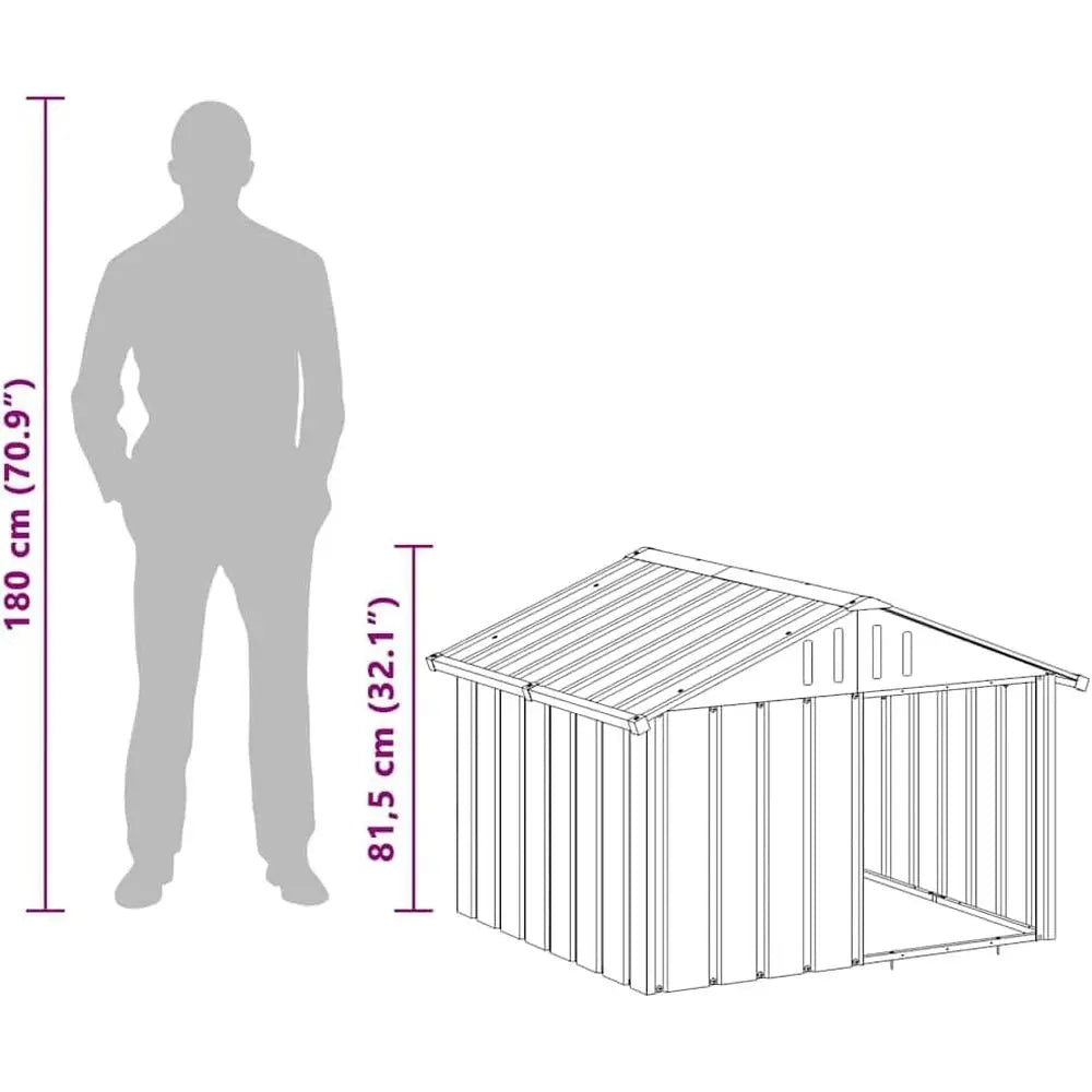 Weatherproof Galvanized Steel Outdoor Dog House and Pet Kennel
