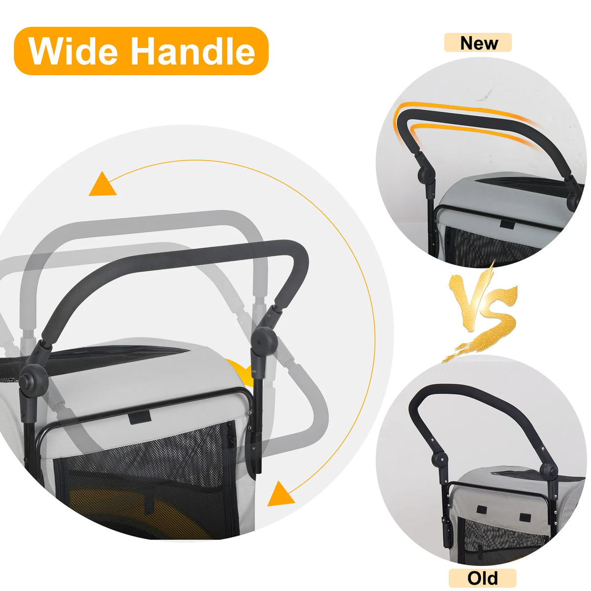 Portable Folding Pet Stroller with Adjustable Handle and Safety Leash