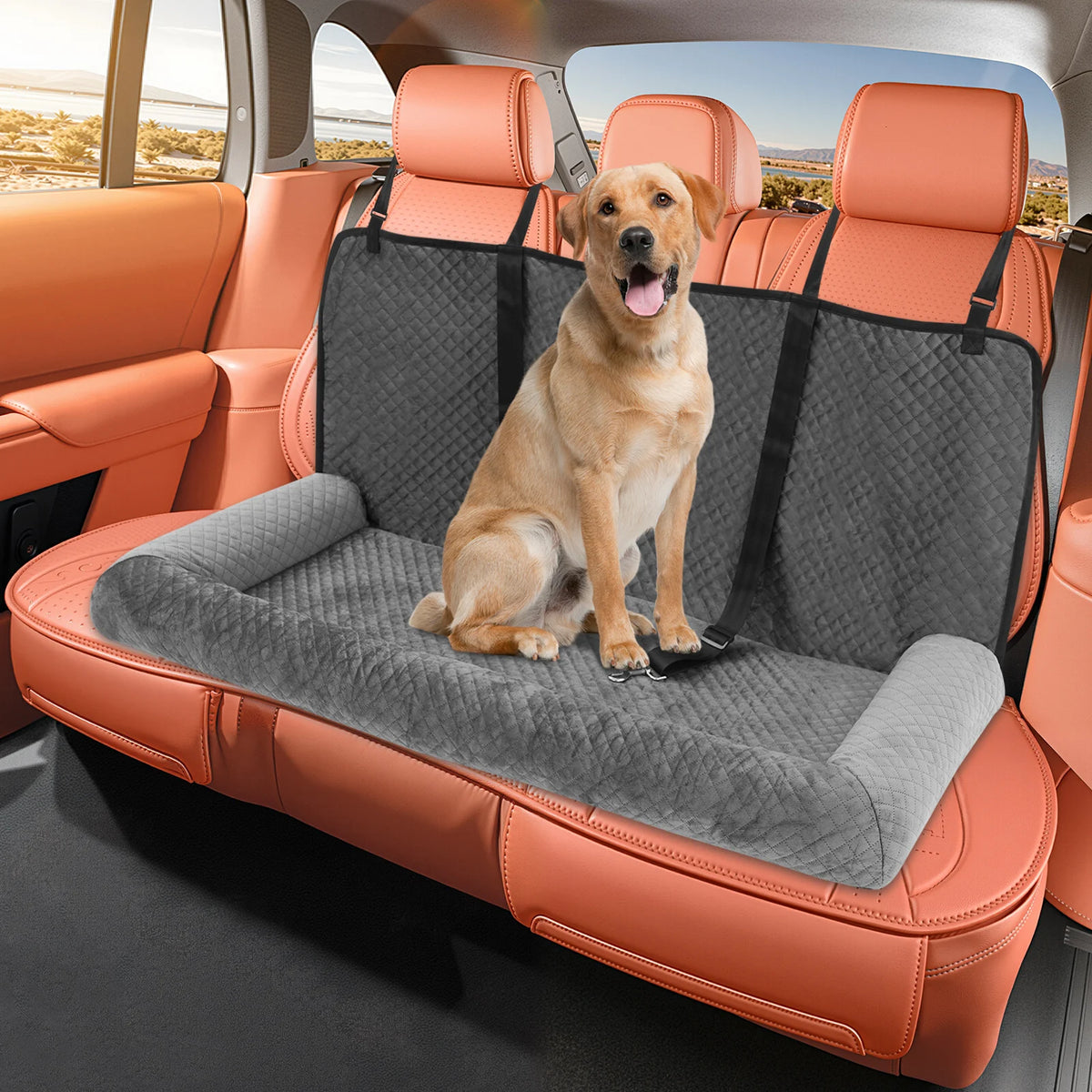 Bymaocar Dog Car Seat Bed With Safety Tethers For Travel