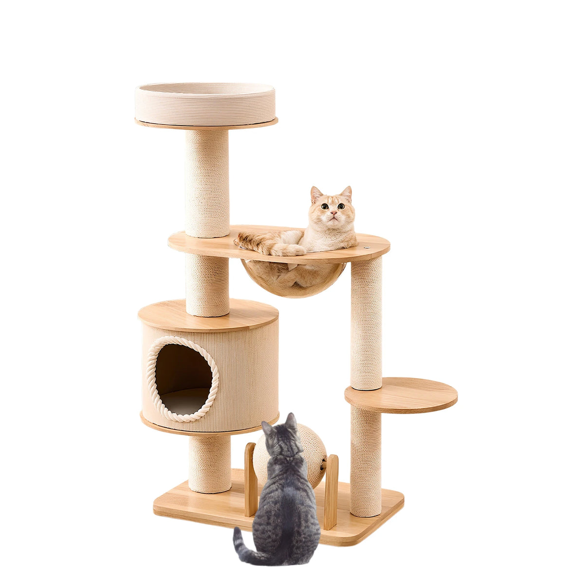 Handwoven Tower Cat Bed With Breathable Scratching Post Climbing Frame