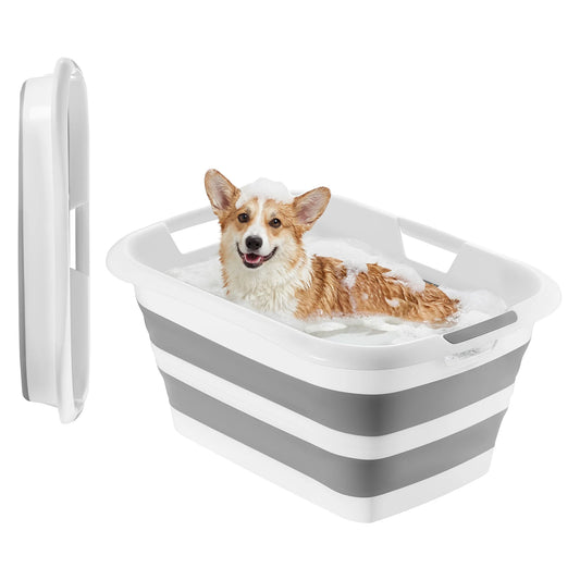 SucceBuy Portable Collapsible Dog Bathtub With Built In Drainage