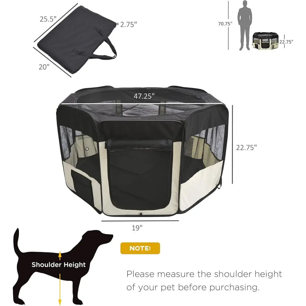 Portable Pet Playpen Exercise Tent With Convenient Carrying Bag