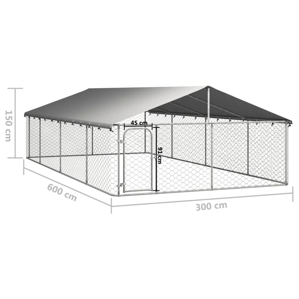 Galvanized Steel Outdoor Dog Kennel with Roof and Secure Fence