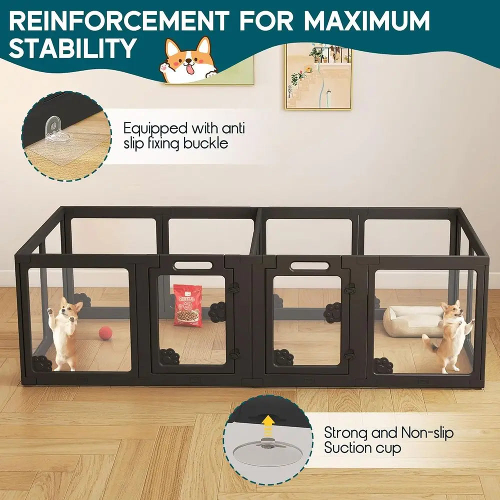 Clear Acrylic Pet Playpen with Two Doors for Dogs and Cats