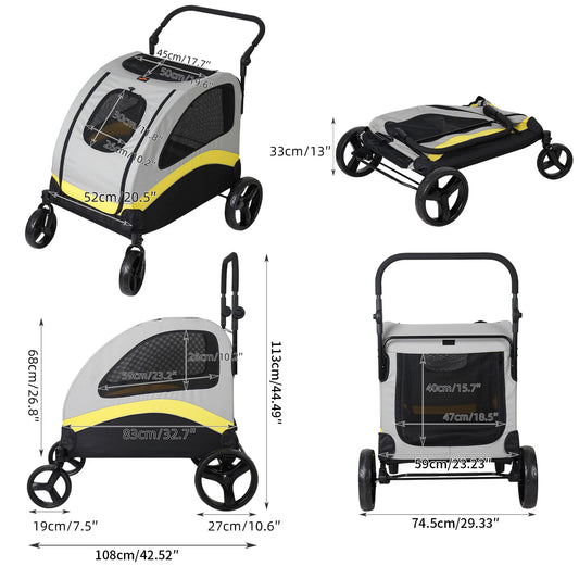 Foldable Four Wheel Pet Dog Stroller Travel Pram Cart