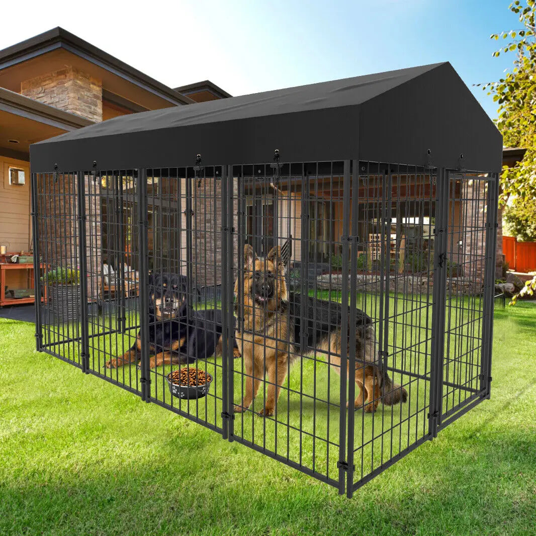 Outdoor Dog Kennel Enclosure With Roof And Playpen