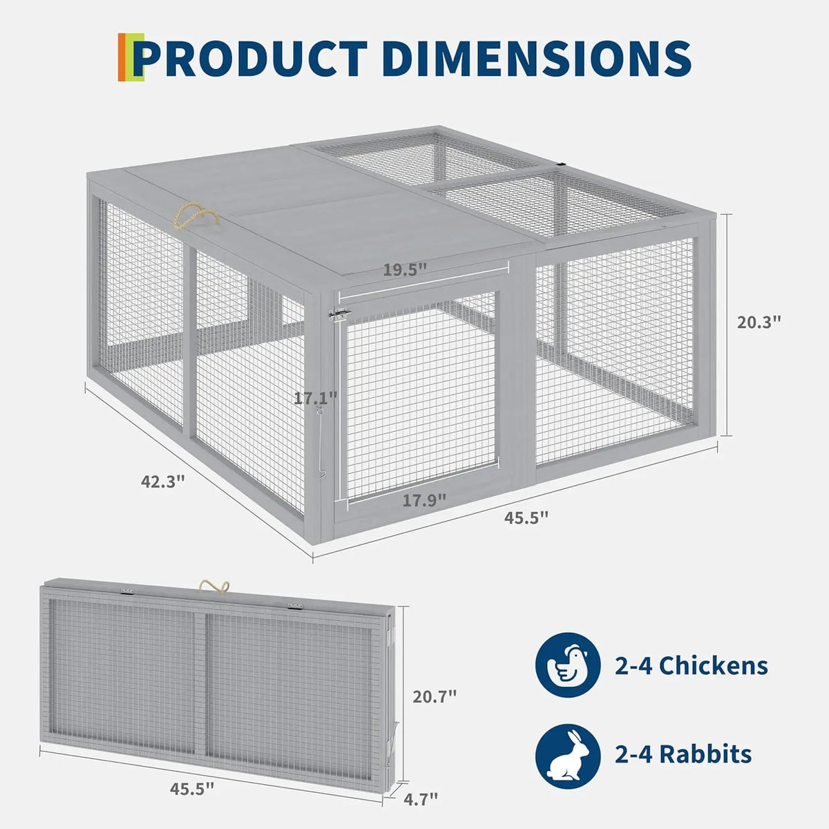 HiMiss Folding Portable Wooden Chicken Coop Run And Rabbit Hutch