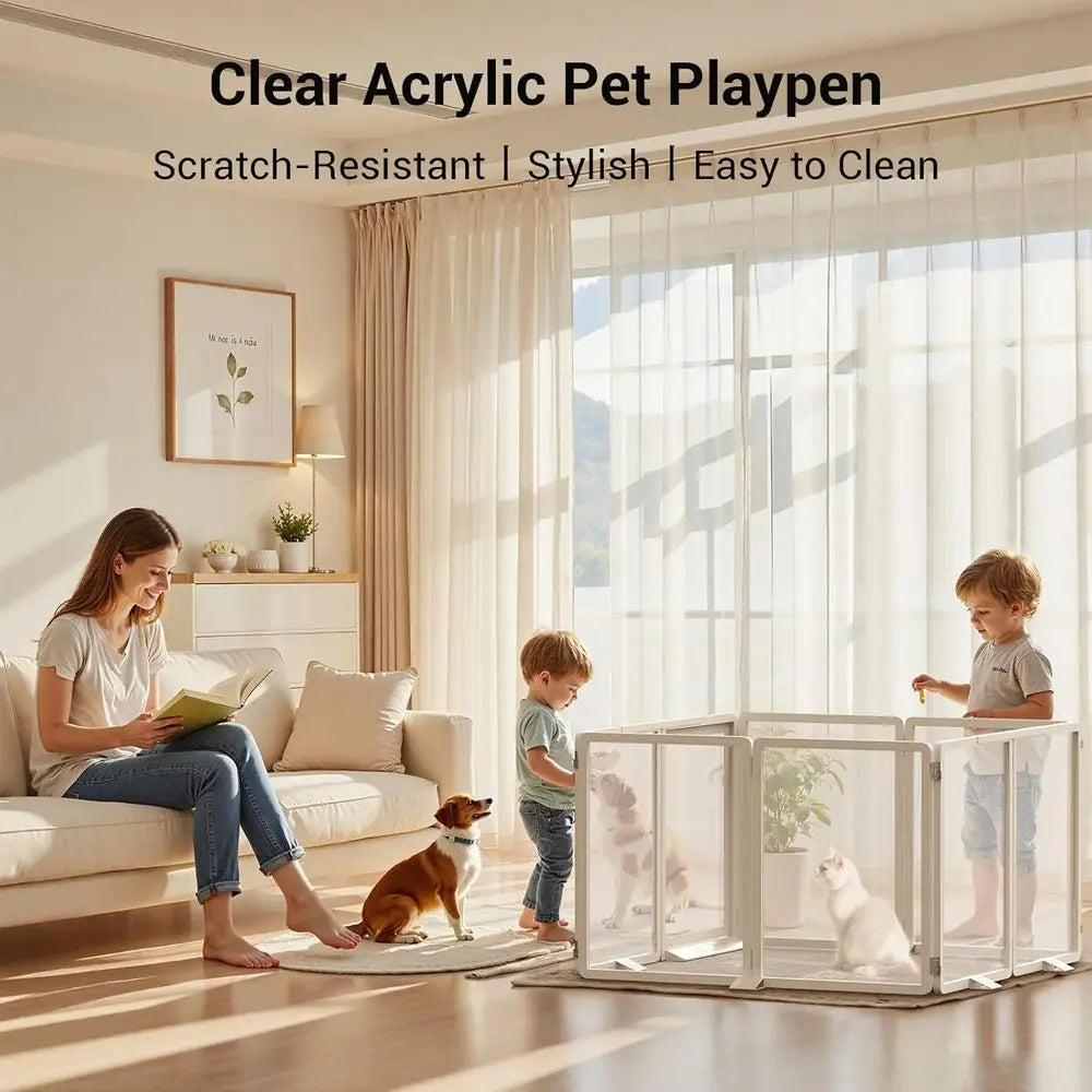 Clear Acrylic Pet Playpen Transparent Dog Cat Rabbit Enclosure