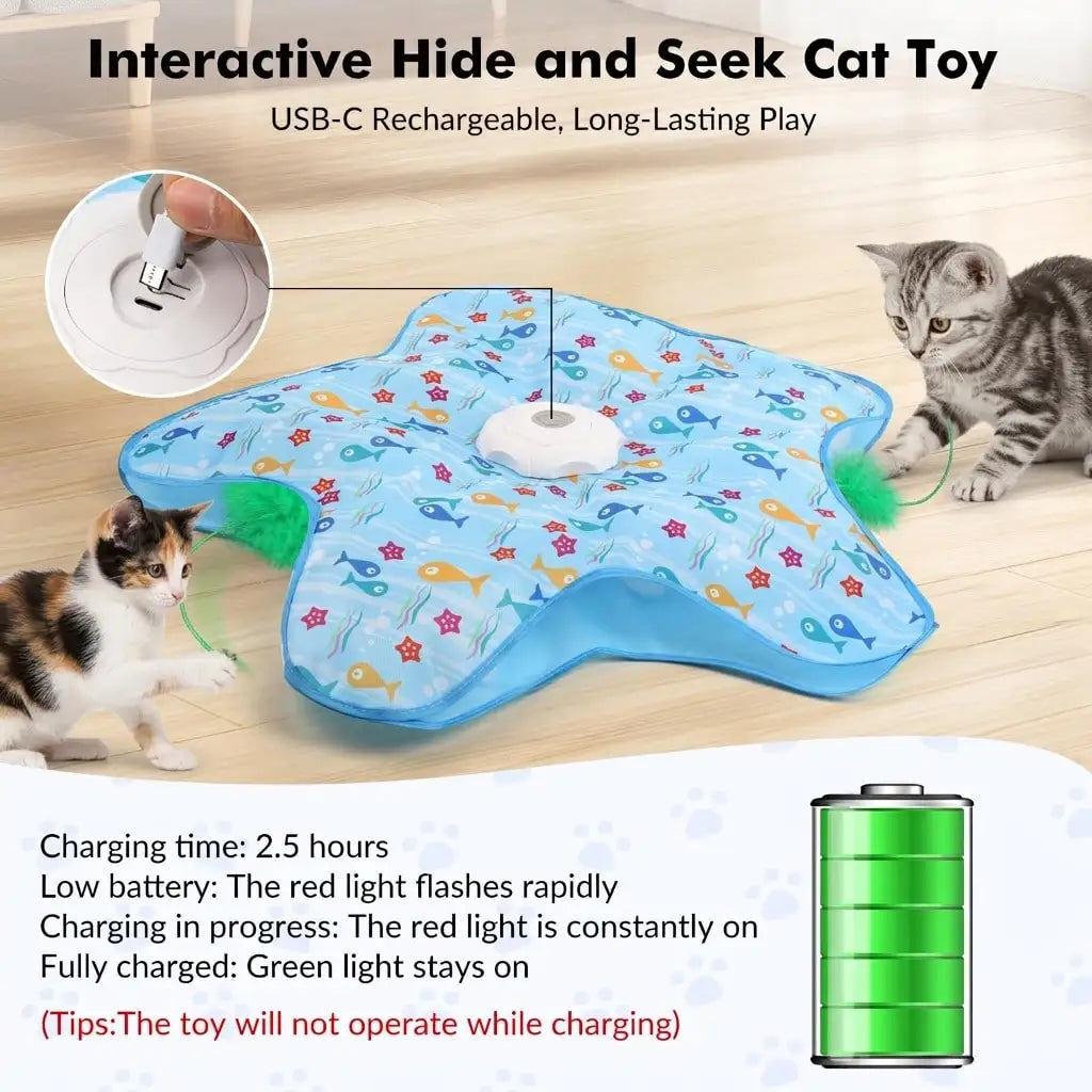 Automatic Rechargeable Interactive Cat Toy With Moving Feathers