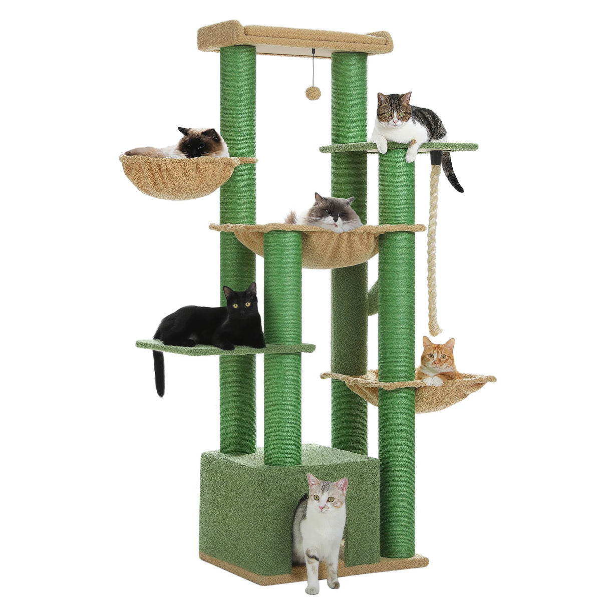 PEQULTI Cat Tree With Condo Hammocks And Scratching Posts