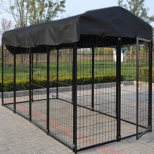 Outdoor Metal Dog Kennel With Waterproof UV Resistant Cover Playpen
