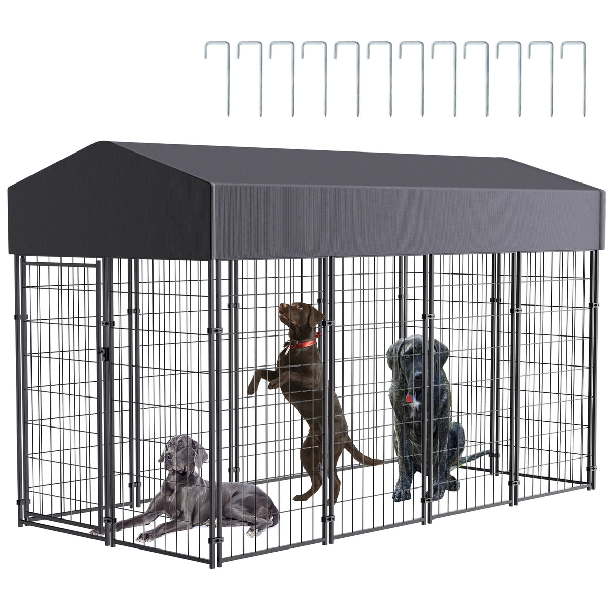 Bingopaw Outdoor Welded Wire Dog Kennel With Waterproof Canopy