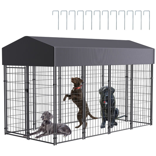 BINGOPAW Outdoor Dog Kennel With Welded Wire Run And Cover