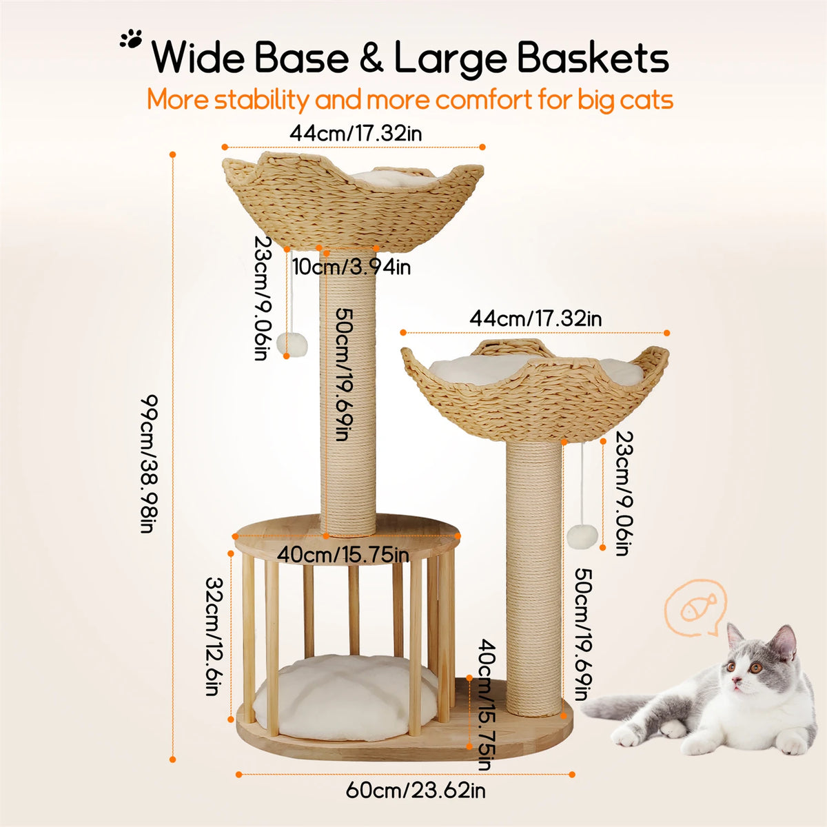 BINGOPAW Cat Tree Tower With Condo And Sisal Scratching Post