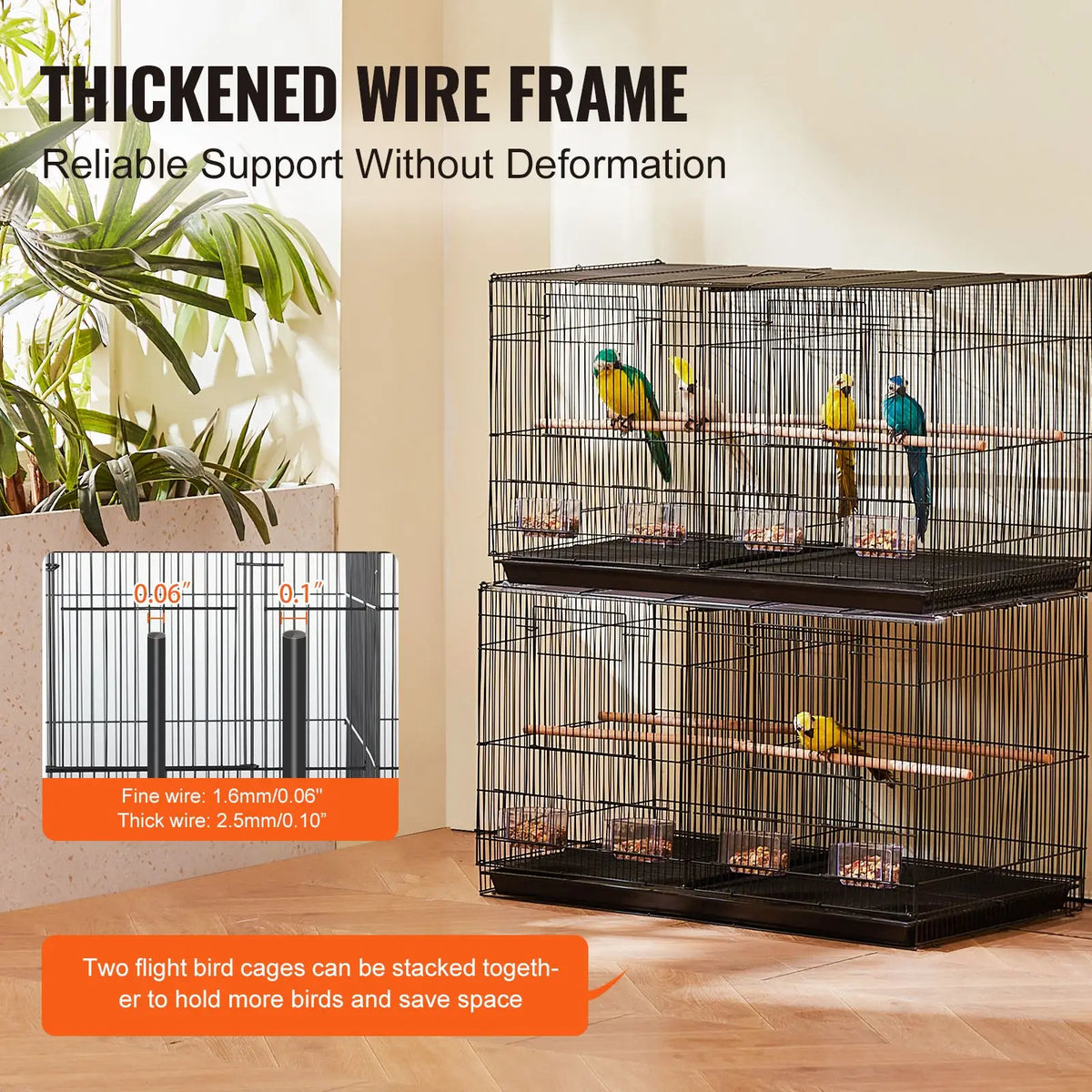 Stackable Divided Bird Cage For Parakeets And Cockatiels