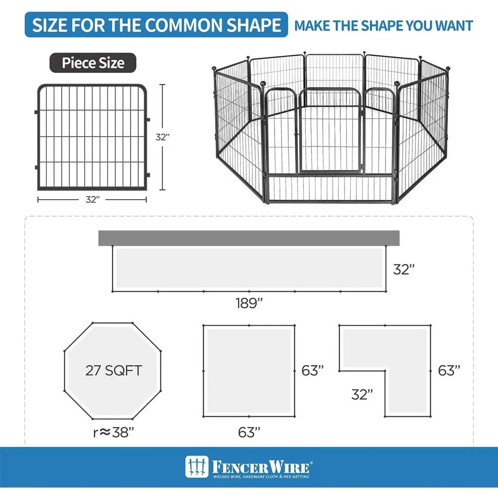 oldable Outdoor/Indoor Pet Playpen with Gate, Available in 24"/32"/40" Height Metal Portable Kennel, Heavy-Duty Exercise ence Ca