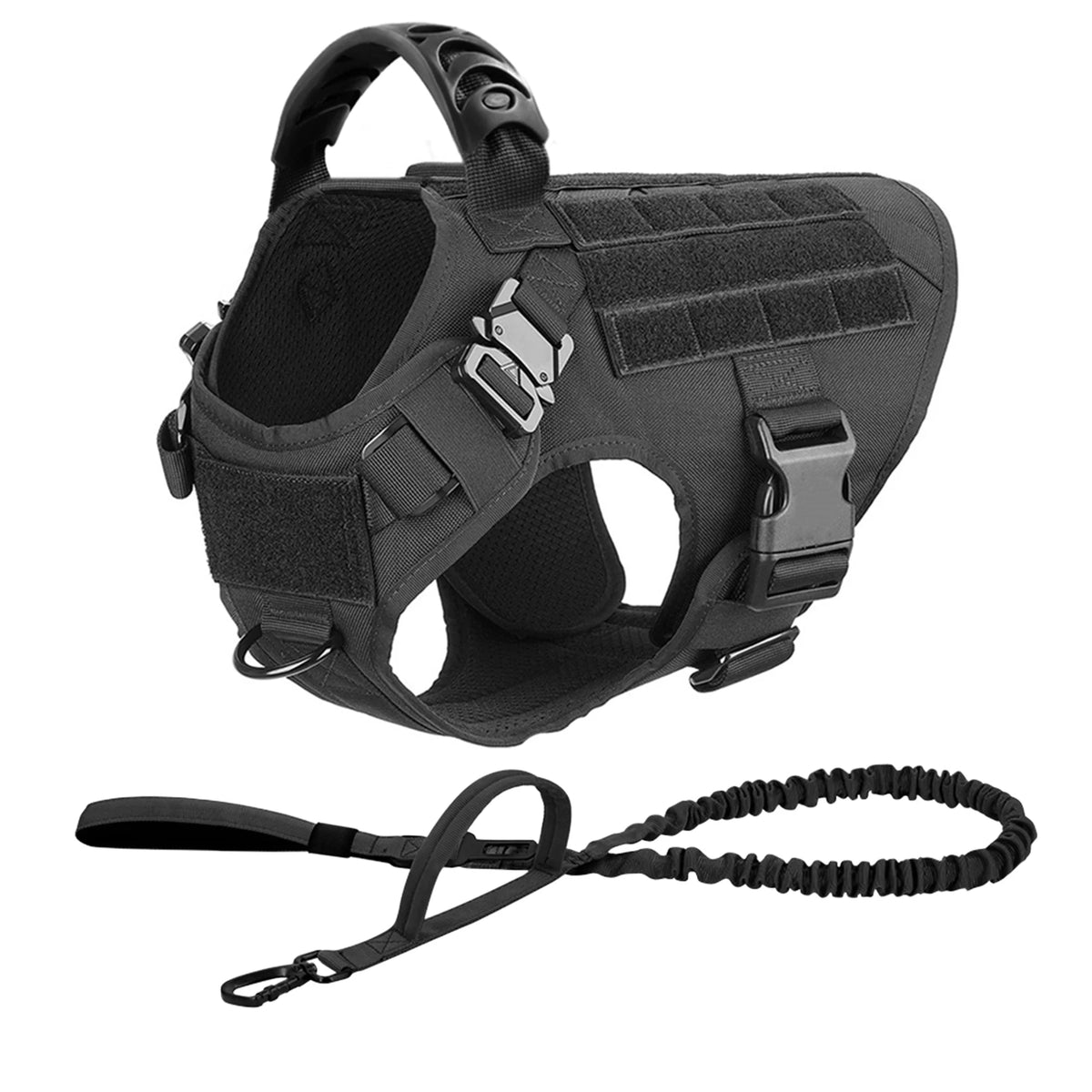 PETRAVEL Tactical Dog Harness Leash Set for Training and Walking