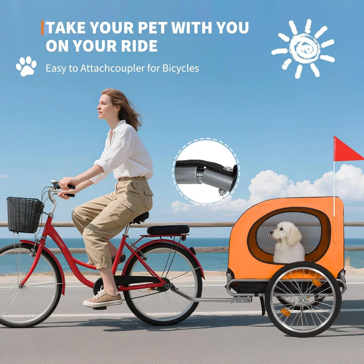 Universal Dog Bike Trailer and Jogger Carrier for Large Dogs