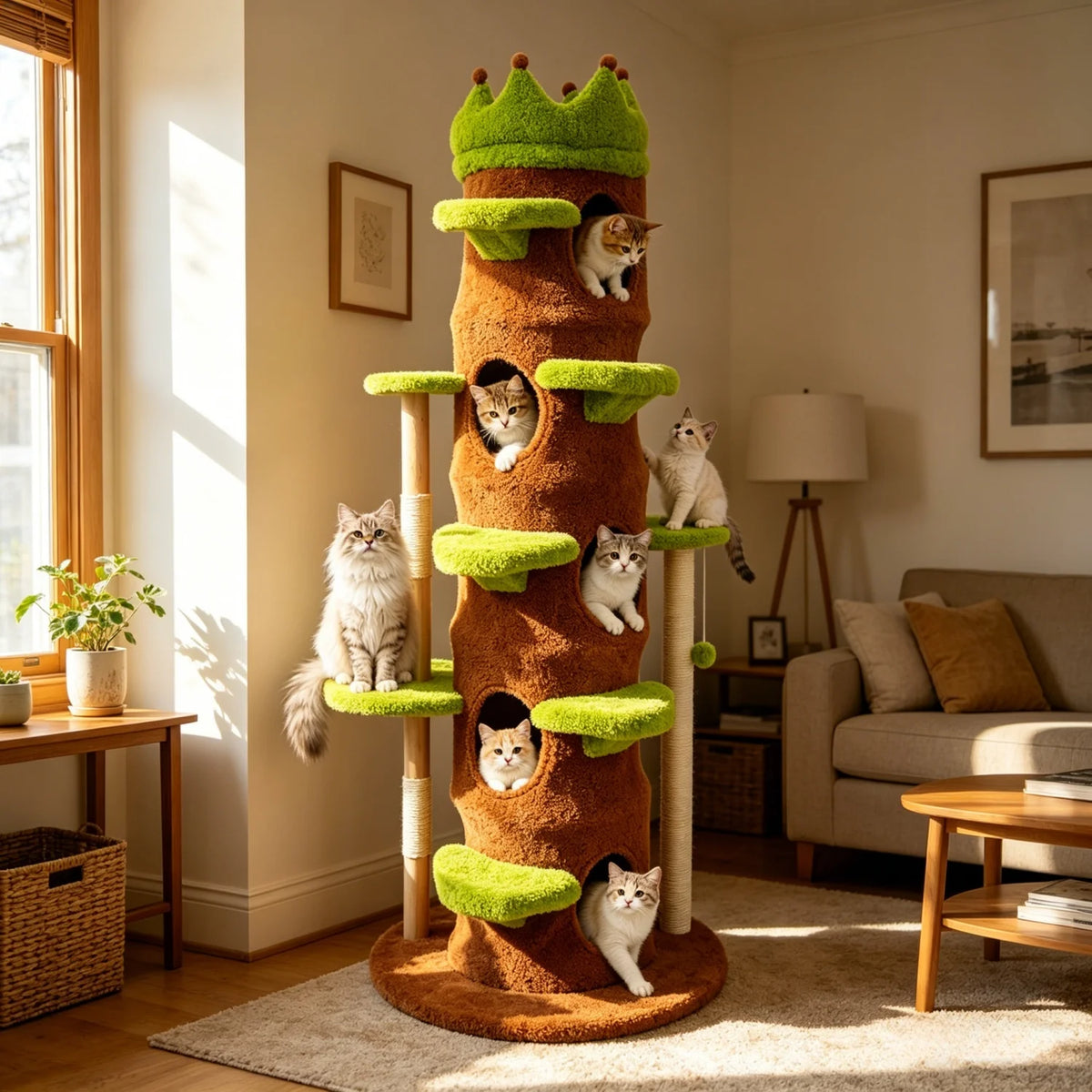 Indoor Cat Tree Tower With Plush Perch Stairs And Condo