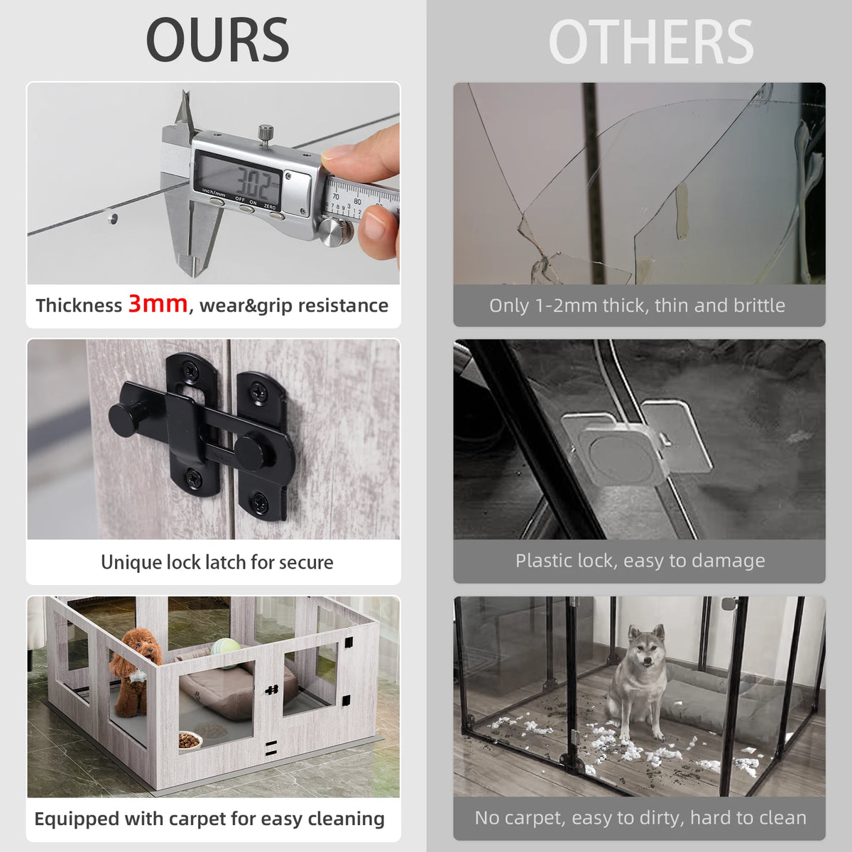 BINGOPAW Tempered Glass Dog Playpen With Waterproof Whelping Pad