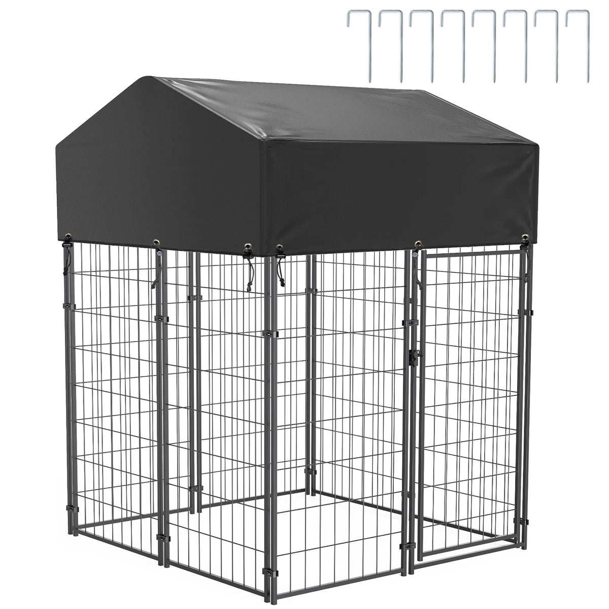 BINGOPAW Outdoor Dog Kennel With Welded Wire Run And Cover
