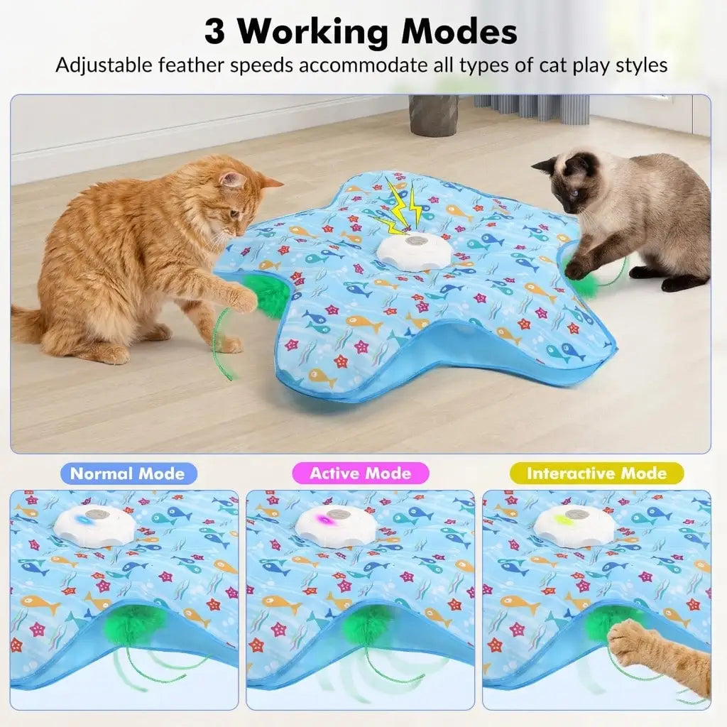 Automatic Rechargeable Interactive Cat Toy With Moving Feathers