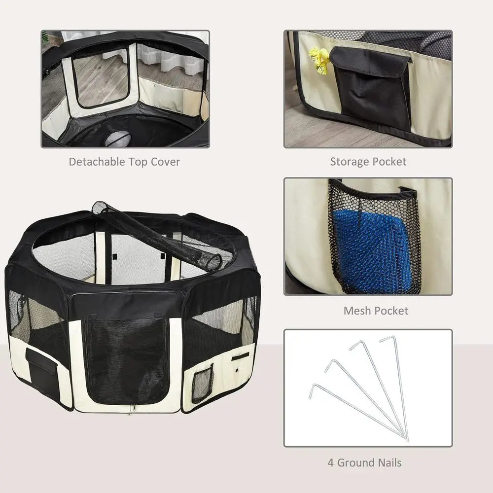 Portable Pet Playpen Exercise Tent With Convenient Carrying Bag